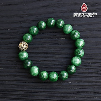 Vòng đá thiên nhiên hạt 10mm phối charm hợp kim đính đá - Ngọc Quý