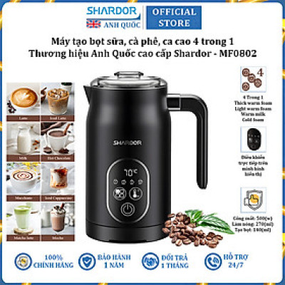Máy đánh sữa tạo bọt cà phê, ca cao 4 trong 1 thương hiệu Anh Quốc Shardor MF0802 công suất 500W - Hàng chính hãng