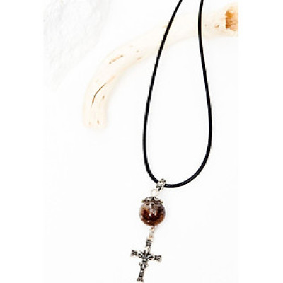 Mặt dây chuyền thạch anh ưu linh phối thánh giá bạc 12mm - Ngọc Quý Gemstones