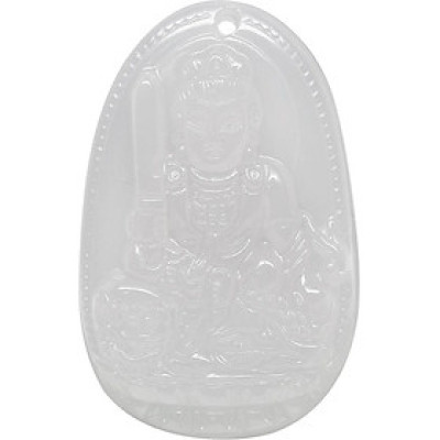 Mặt Dây Chuyền Văn Thù Bồ Tát Đá Mã Não Trắng Ngọc Quý Gemstones VTMNT