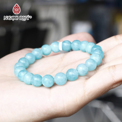 Vòng tay trơn đá Amazonite size hạt 9mm mệnh thủy , mộc - Ngọc Quý Gemstones