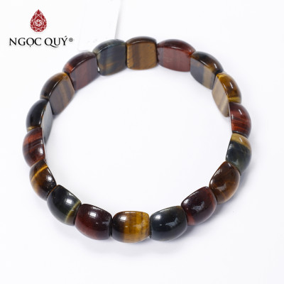 Vòng đá thạch anh mắt hổ tam tài bản 13x14mm - Ngọc Quý Gemstones