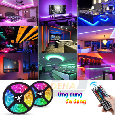 Bộ đèn Led dây dán RGB đổi màu điều khiển từ xa chọn màu đứng yên, nhấp nháy strip light trang trí quay Tiktok dán tường, bàn máy tính, chống nước bền đẹp (Tùy chọn loại led, chiều dài dây)