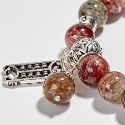 Vòng Đá Thạch Anh Ưu Linh Đa Sắc Phối Charm Bạc (9mm) Ngọc Quý Gemstones