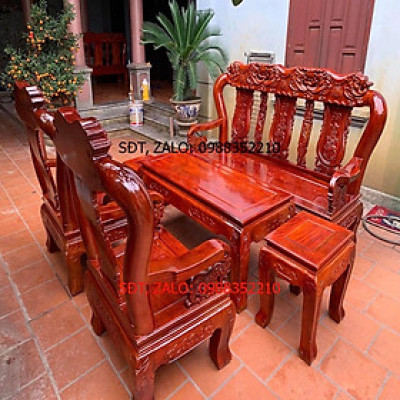 Bộ Bàn Ghế Minh Quốc Voi Gỗ Xà Cừ