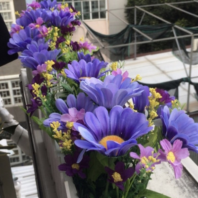 Chậu hàng rào hoa trang trí - Size từ 30cm đến 50cm - Cây giả, hoa lụa Decor trang trí nhà cửa