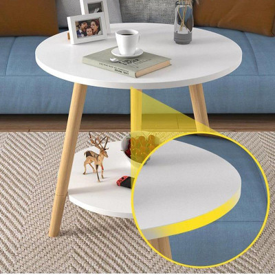 Bàn Trà Cafe 2 Tầng Chân Gỗ Sồi