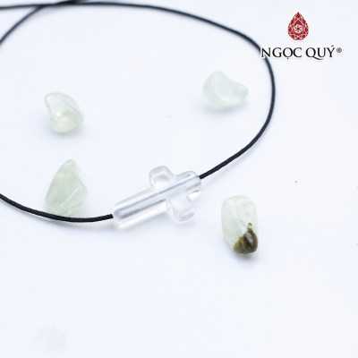 Mặt dây chuyền thánh giá xỏ ngang đá thạch anh trắng 19x13x4mm mệnh thủy, kim - Ngọc Quý Gemstones