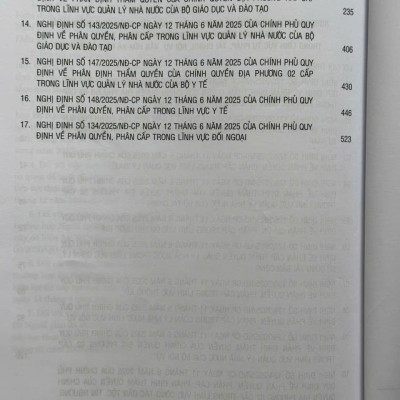 Sách Hệ Thống Các Nghị Định Về Phân Quyền, Phân Cấp; Phân Định Thẩm Quyền Giữa Chính Phủ Và Chính Quyền Địa Phương 2 Cấp (V2650TA)
