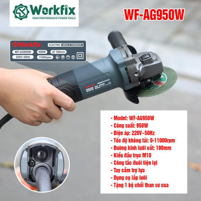 Máy Mài Góc Công Tắc Đuôi 100mm Workfix 950W - WF-AG950W - Lõi Đồng Chuyên Dùng Cho Gia Đình Và Công Trình  Máy mài thẳng Angle Grinders