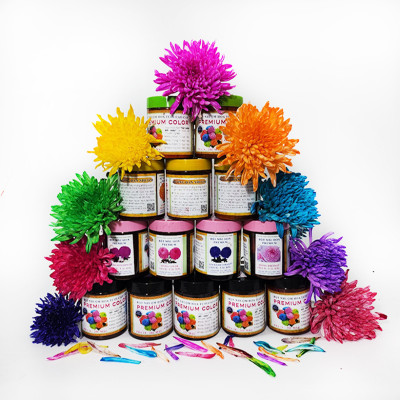Hủ Bột Nhuộm Màu Hoa Tươi nhập khẩu Israel (1 hủ pha 10L - 12L nước nhuộm màu hoa) an toàn và chuyện nghiệp thuộc công nghệ Israel với hơn 20 màu lựa chọn