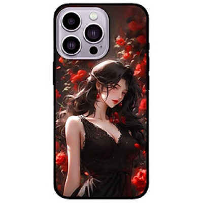 Ốp lưng cho IPhone 14 - 14 Plus - 14 Pro - 14 Pro Max - Cô Gái Đầm Đen - Hàng Chính Hãng