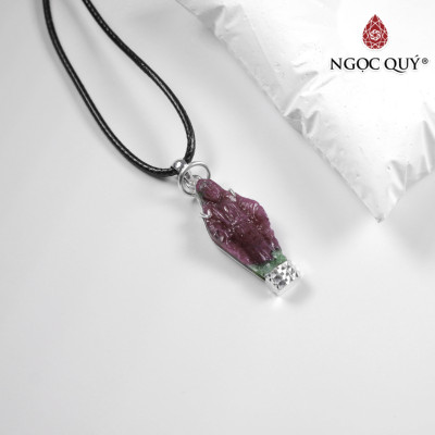 Mặt dây chuyền Chúa Jessus đá Ruby Nam Phi bọc bạc 36x14mm mệnh hỏa, thổ - Ngọc Quý Gemstones