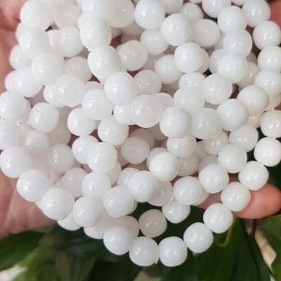 Vòng Tay Nữ Đá Ngọc Hoà Điền TRẮNG bầu Tự Nhiên Size 9li5 đẹp Màu Trắng sáng Nữ mệnh Kim Thủy Mang năng lượng tích cực may mắn tài lộc tốt công việc đeo đẹp xinh tay ạ