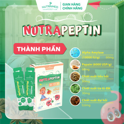 Gói uống Nutrapeptin hỗ trợ giảm đầy bụng, khó tiêu, tiêu hoá kém (10 gói) - Nutramed