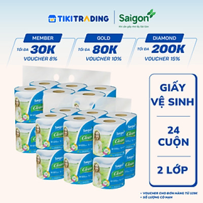 Combo 2 Lốc Giấy vệ sinh Saigon Clean (Lốc 12 Cuộn)