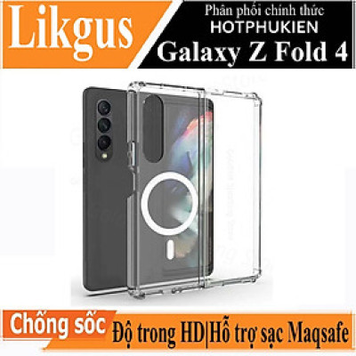 Ốp lưng Maqsafe cho Samsung Galaxy Z Fold 4 chống sốc trong suốt hỗ trợ sạc Maqsafe hiệu Likgus Maqsafe Magetic Case siêu mỏng 1.5mm, độ trong tuyệt đối, chống trầy xước, chống ố vàng, tản nhiệt tốt - hàng nhập khẩu