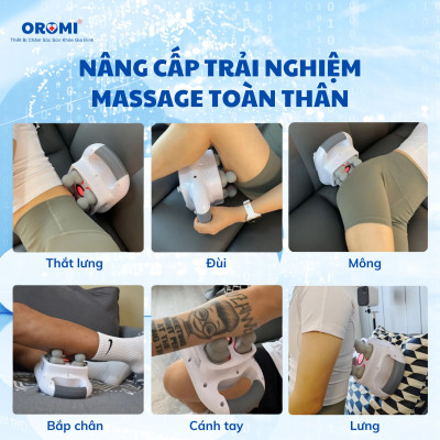 Máy Massage Toàn Thân OROMI ORM-001 Thế Hệ Mới - 4 Đầu Mát-Xa Cầm Tay Mô Sâu Chuyên Nghiệp Đa Năng