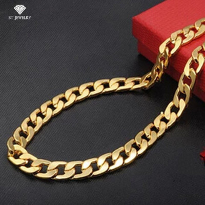 Dây chuyền nam bản to dẹt mạ vàng 24k D12