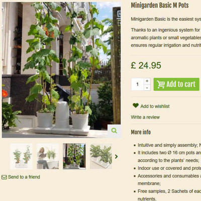 Chậu KIT Trồng Rau Tự Động Tưới Và Tự Dưỡng tại nhà Basic M (Size lớn) nhập khẩu Bồ Đào Nha dành cho người bận rộn