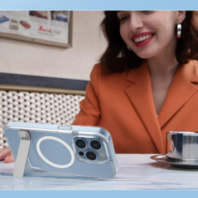 Ốp lưng dành cho iPhone 14 hiệu WIWU hỗ trợ sạc từ, chống sốc chống ố, có giá đỡ - hàng nhập khẩu