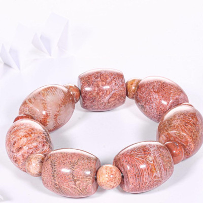 Vòng tay lu thống đá san hô hóa thạch 21x20mm mệnh Hỏa, Thổ - Ngọc Quý Gemstones