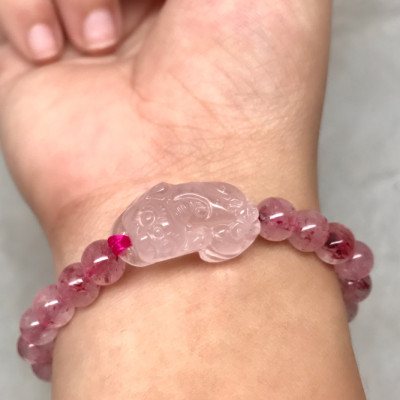 Vòng Tay Đá Thạch Anh Ưu Dâu Mix Tỳ Hưu Thạch Anh Hồng Ngọc Quý Gemstones VTA060 (8mm)