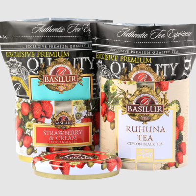 Trà đen Ceylon Basilur vị dâu kem vùng Ruhuna – 100g (hộp thiếc)