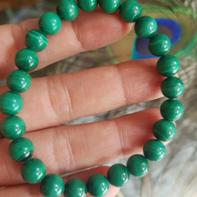 Vòng Tay Phong Thủy Đá Lông Công hay gọi là đá Malachite tự nhiên bóng đẹp Size vòng 7,5mm nữ mệnh Mộc mệnh Hỏa Vòng Xanh Đá Lông Công Vân tự nhiên đẹp đeo tốt sức khỏe, đẹp, may mắn trong công việc ạ