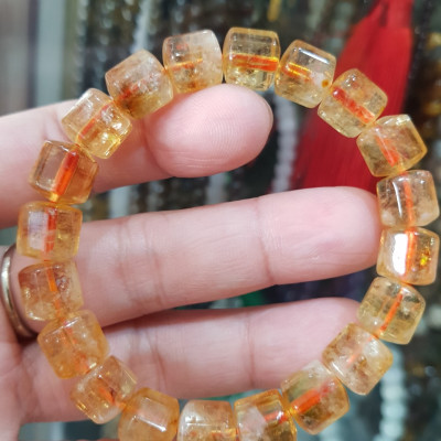 Vòng tay thạch anh Vàng khúc mới đẹp size hạt 9mm rất hợp nữ mệnh kim mệnh Thổ mệnh Thủy ạ