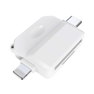 Đầu đọc thẻ nhớ SD, TF đa năng 3in1 Type c, L, USB dùng cho điện thoại, laptop, máy ảnh - Hàng nhập khẩu