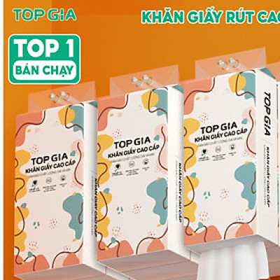 Giấy vệ sinh treo tường TopGia đa sắc 6 bịch, bột gỗ nguyên chất, 1280 tờ 4 lớp
