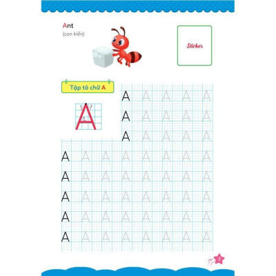 Sách - Cùng Khủng Long Tập Viết Chữ Cơ Bản - Chữ Cái Tiếng Anh Viết Hoa - Quyển 4 - Sticker Bé Gái - Megabook