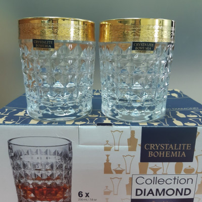 BỘ CỐC DIAMOND 230ML / KHẢM VÀNG ( BỘ 6 CHIẾC )