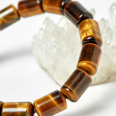 Vòng thạch anh mắt hổ vàng nâu đốt trúc hạt 12.5x8mm mệnh thổ, kim - Ngọc Quý Gemstones