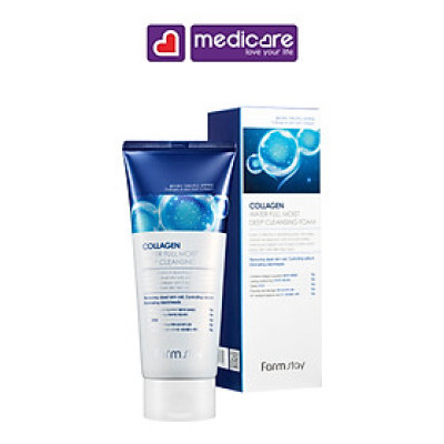 0133426 Sữa Rửa Mặt FARMSTAY Collagen Dưỡng Ẩm Sâu 180ml