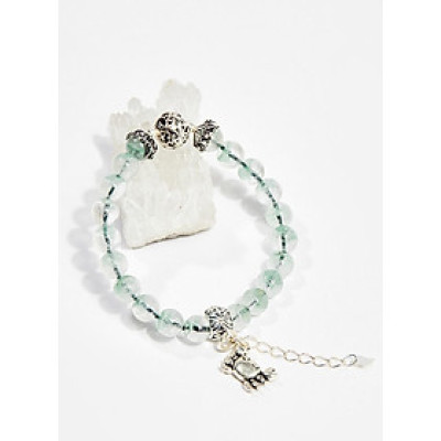 Vòng tay phong thủy nữ đá thạch anh xanh charm cua 8mm mệnh hỏa , mộc - Ngọc Quý Gemstones