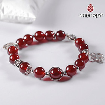 Vòng tay đá Garnet AAA mix charm bạc mệnh hỏa, thổ - Ngọc Quý Gemstones