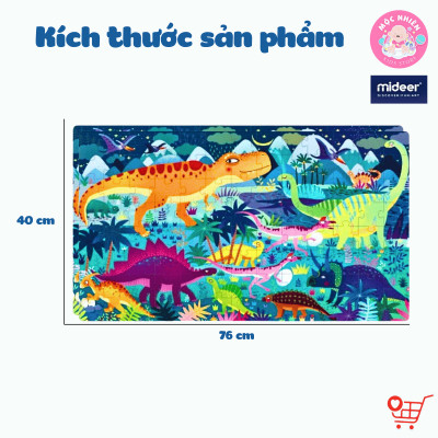Đồ chơi xếp hình Mideer - Valy xếp hình khủng long 104 mảnh ghép - Dinosaur Age