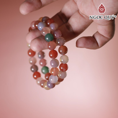 Vòng đá chalcedony đa sắc 9mm - Ngọc Quý Gemstones
