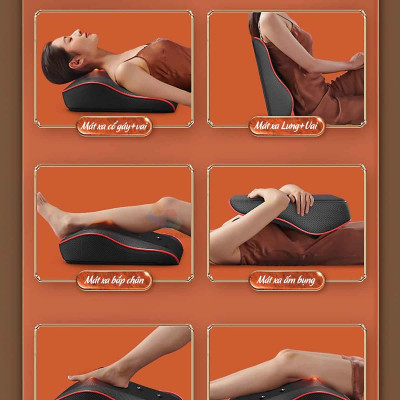 Gối Massage Kiêm Tựa Lưng LeerKang LEK-618-1 massage toàn thân 8D có hồng ngoại 3 cấp độ, mát xa rung tùy chỉnh, 5 chế độ xoa bóp đảo, hàng chính hãng