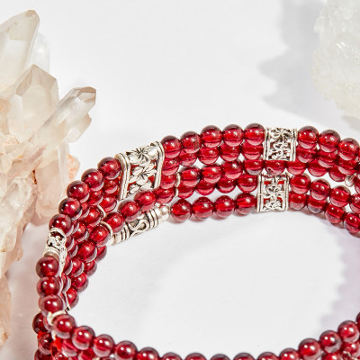 Vòng chuỗi hạt đeo tay 5 line đá garnet 4mm mệnh hỏa , thổ - Ngọc Quý Gemstones