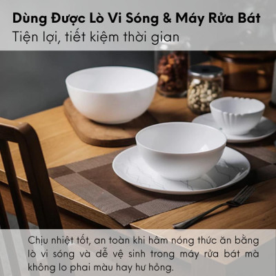 Bộ 6 bát (chén) cơm thủy tinh Luminarc Diwali 12cm N3973*6, dùng lò vi sóng, máy rửa bát | Hàng chính hãng