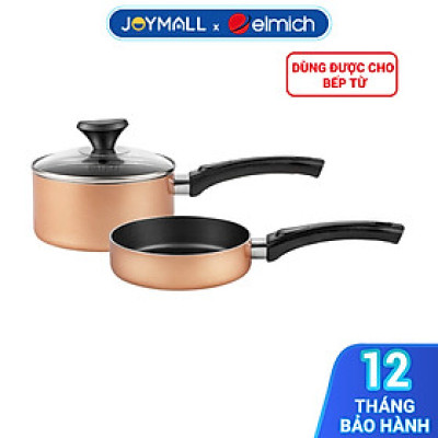 Bộ nồi chảo chống dính Baby Elmich EL-1167 EL1168OL, Hàng chính hãng, đáy từ size 16cm, sử dụng được mọi loại bếp - JoyMall