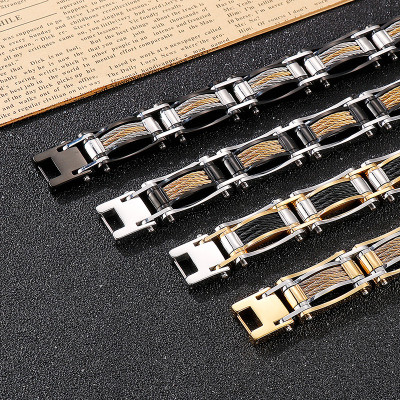 Lắc tay nam - Vòng tay nam Tittan kiểu luồn dây thép xoắn ba (Màu tùy chọn) - RB15