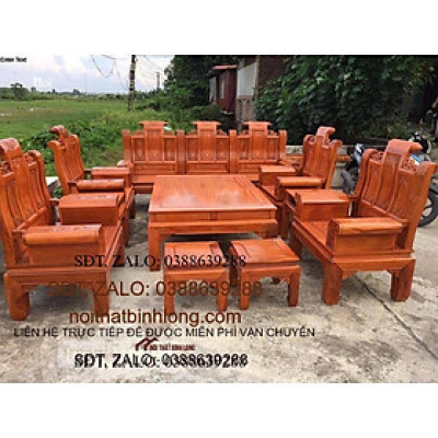 Bộ bàn ghế Âu Á Hộp Cuốn Thư gỗ gõ đỏ