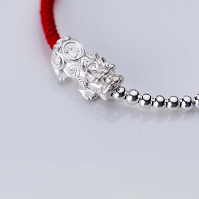 Combo 2 vòng thắt dây đỏ phối tỳ hưu bạc - Ngọc Quý Gemstones