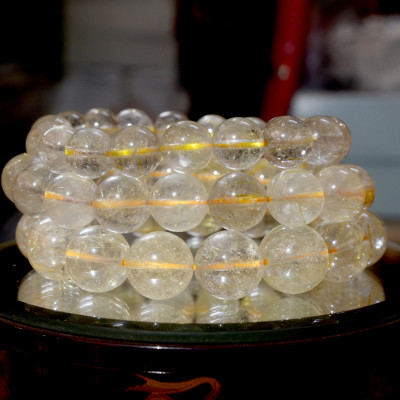 Vòng tay chuỗi đá thạch anh tóc trắng-nhiều cỡ ly