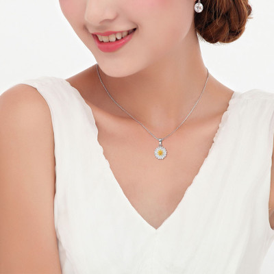 Dây Và Mặt Dây Chuyền Bạc Hiểu Minh DMD240 hoa cúc bạc ý