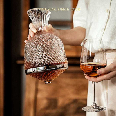 Bình Thở Rượu Vang 1500ml cao cấp đế xoay 360 độ – Bình Đựng Rượu Vang – Wine Decanter trang trí bàn ăn và làm quà tặng
